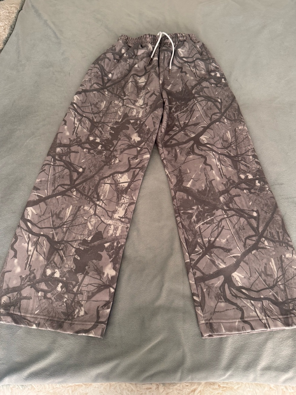 Gray Camouflage Drawstring Lounge Pants